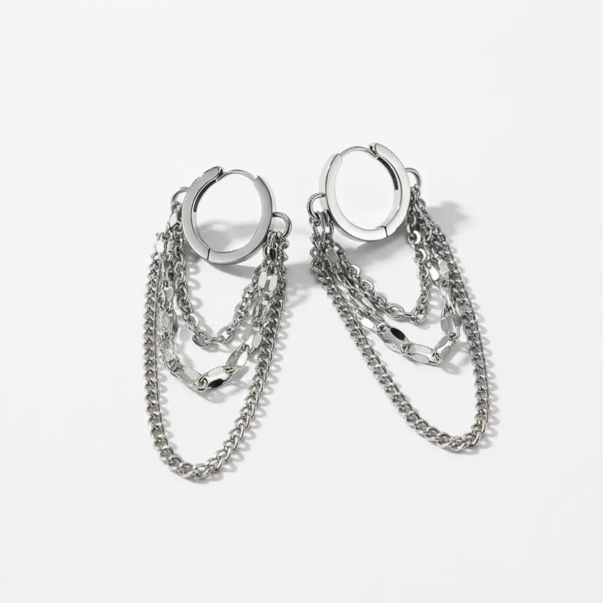 Chain Tassel Dangle Hoop Earrings Front