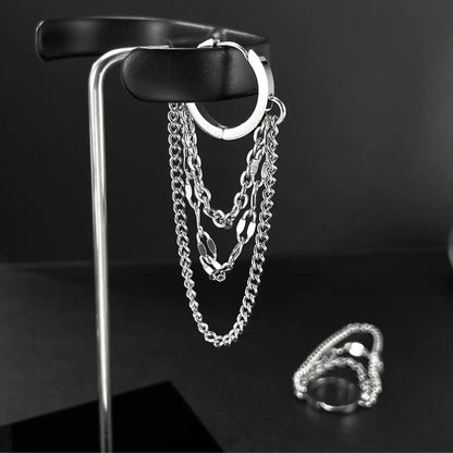 Chain Tassel Dangle Hoop Earrings Side