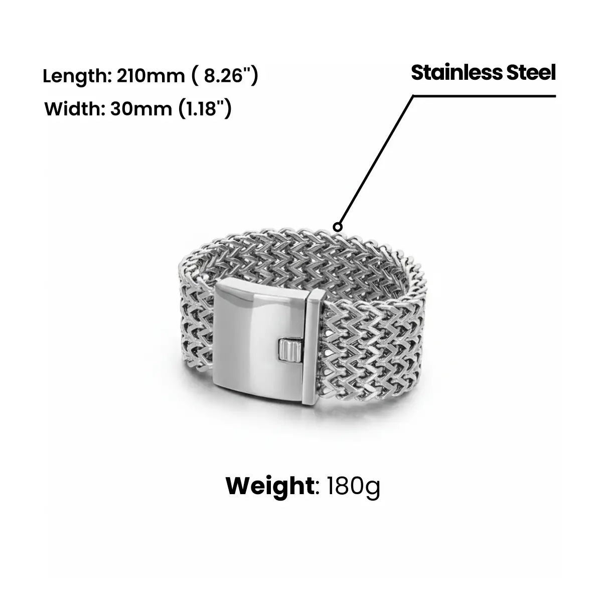 Chunky Woven Mesh Bracelet 30mm Dimensions and Weight