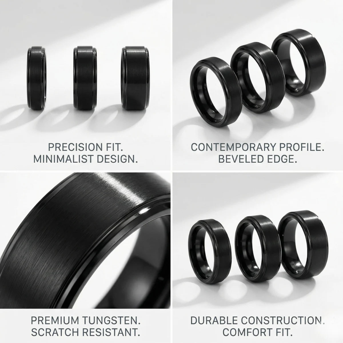 Classic Black Tungsten Ring Features