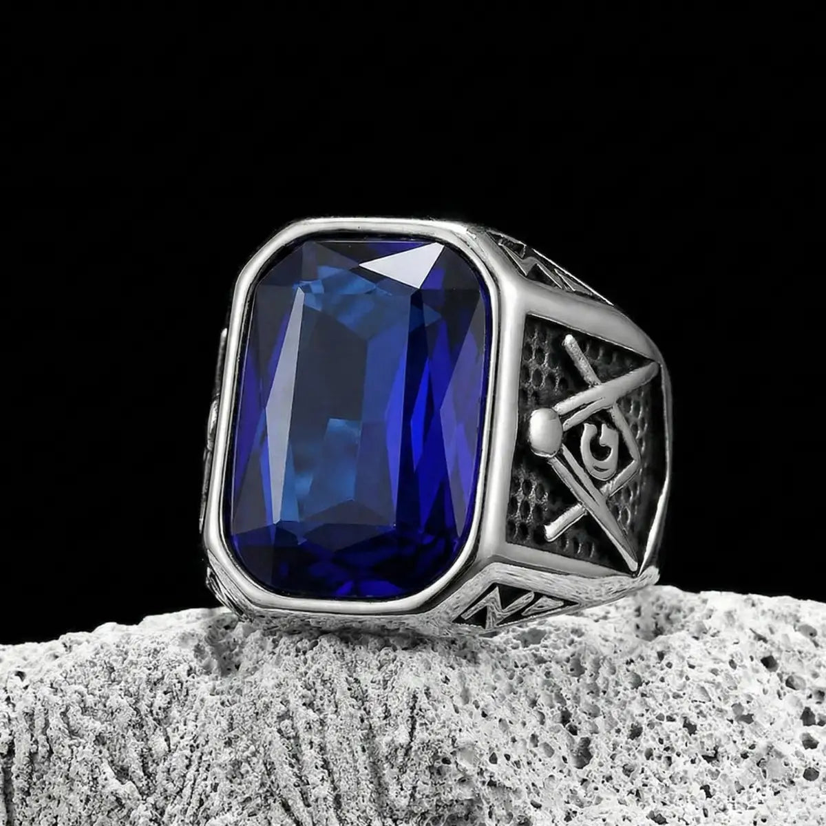 Classic Blue Masonic Ring Silver