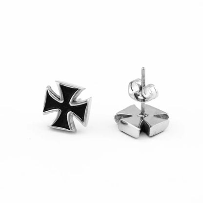 Classic Iron Cross Stud Earrings Back 