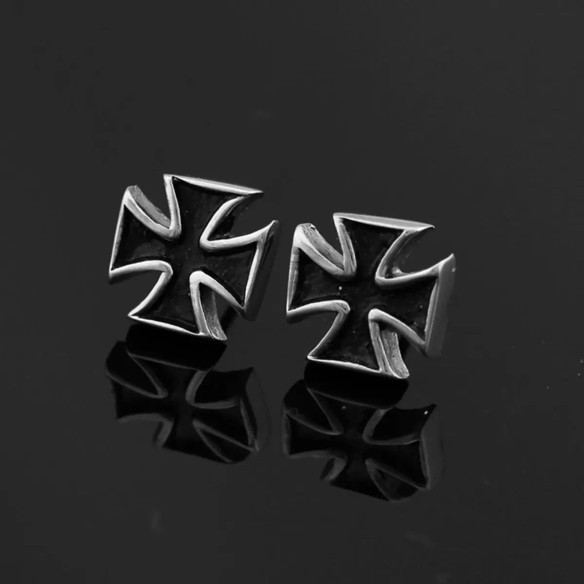 Classic Iron Cross Stud Earrings
