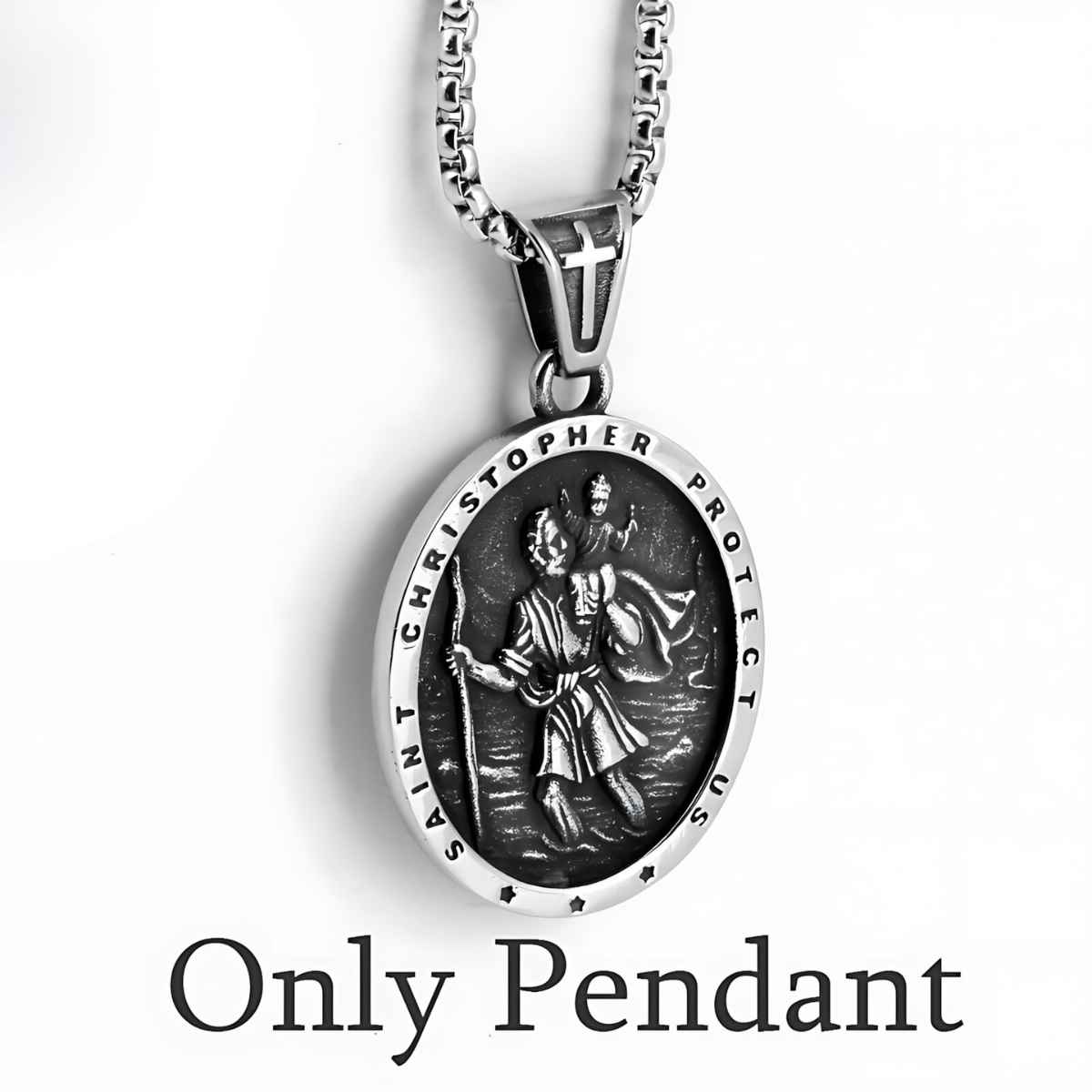 Classic Silver St Christopher Chain Necklace Pendant Only Xenos Jewelry