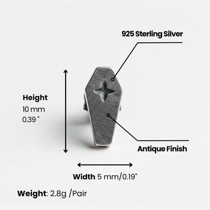 Coffin Cross Stud Earrings Dimensions and Weight