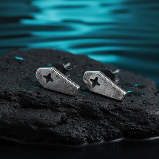 Coffin Cross Stud Earrings