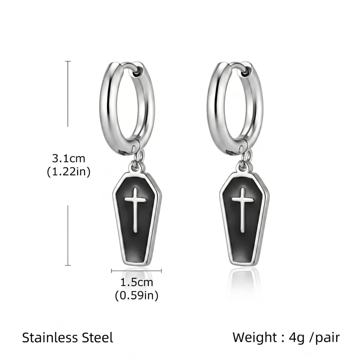 Coffin Earrings Dimensions and Weight