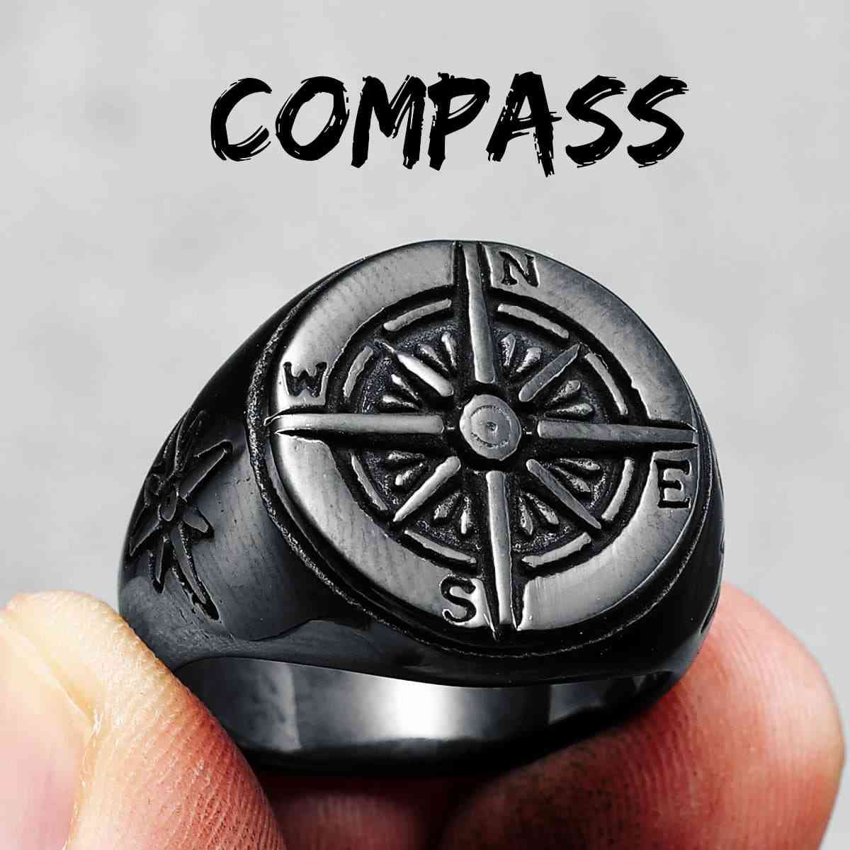Compass Rings Black Xenos Jewelry