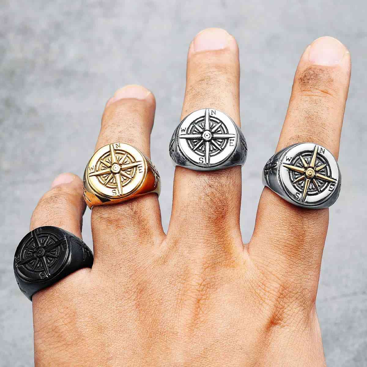 Compass Rings Design Element Compass Rings in Four Colors | Xenos Jewelry