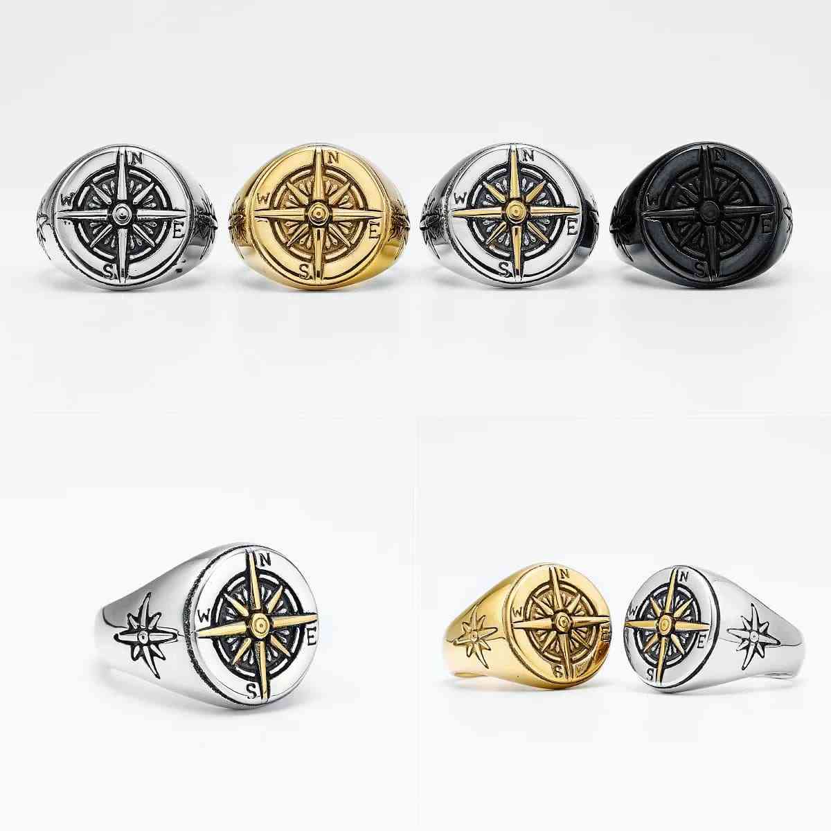 Compass Rings Design Element Compass Rings in Four Colors | Xenos Jewelry