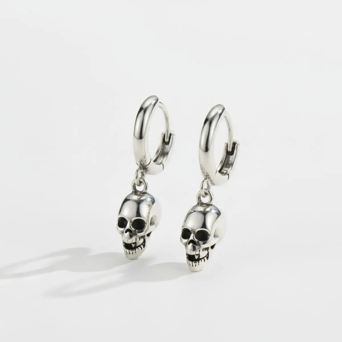 Copper Skull Head Hoop Earrings Front