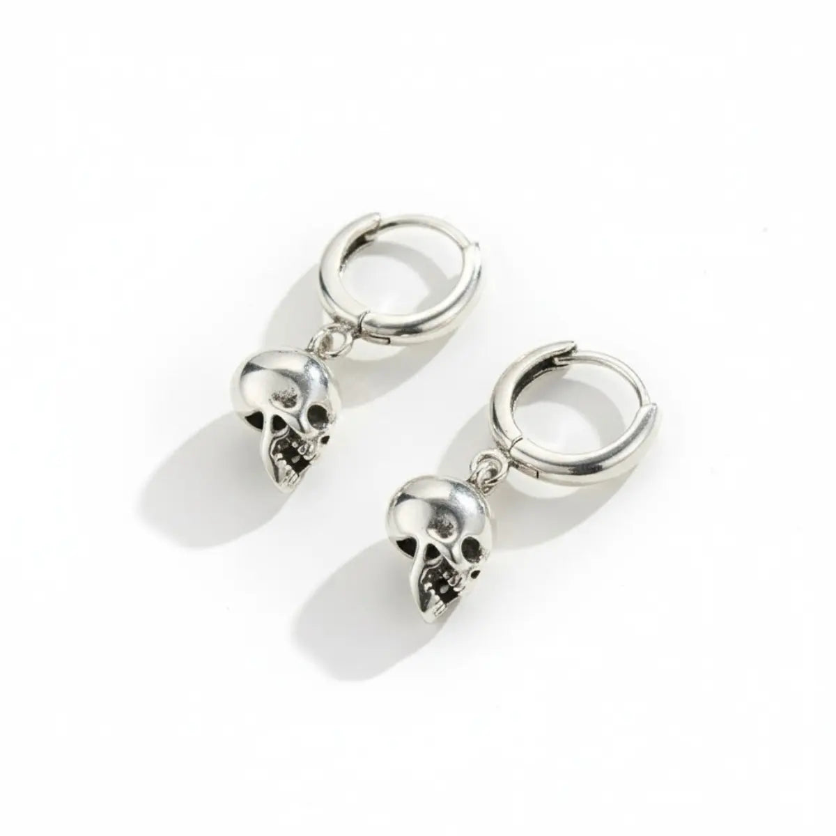 Copper Skull Head Hoop Earrings Side