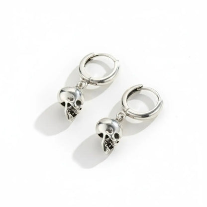 Copper Skull Head Hoop Earrings Side