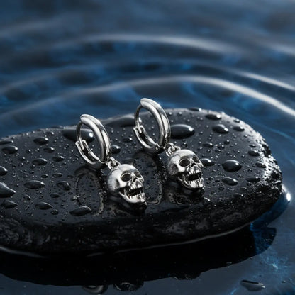 Copper Skull Head Hoop Earrings