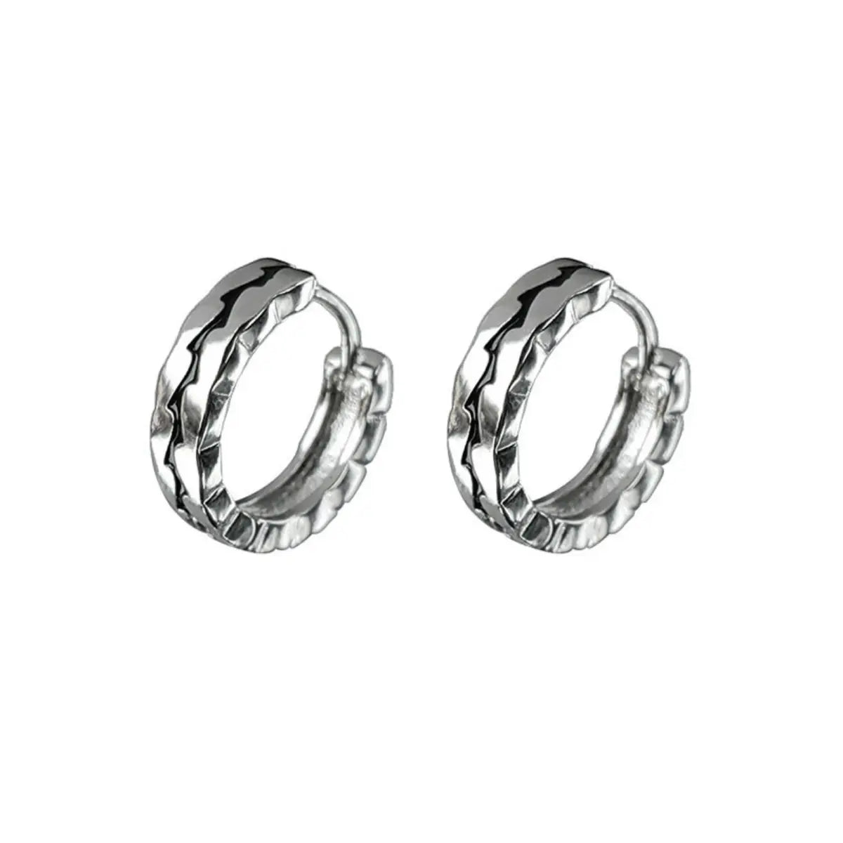 Creolen mit Rissstruktur Silber