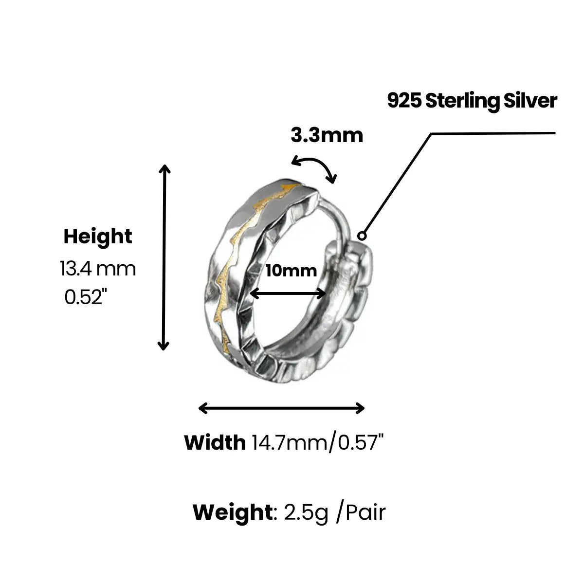 Creolen mit Rissstruktur Silber