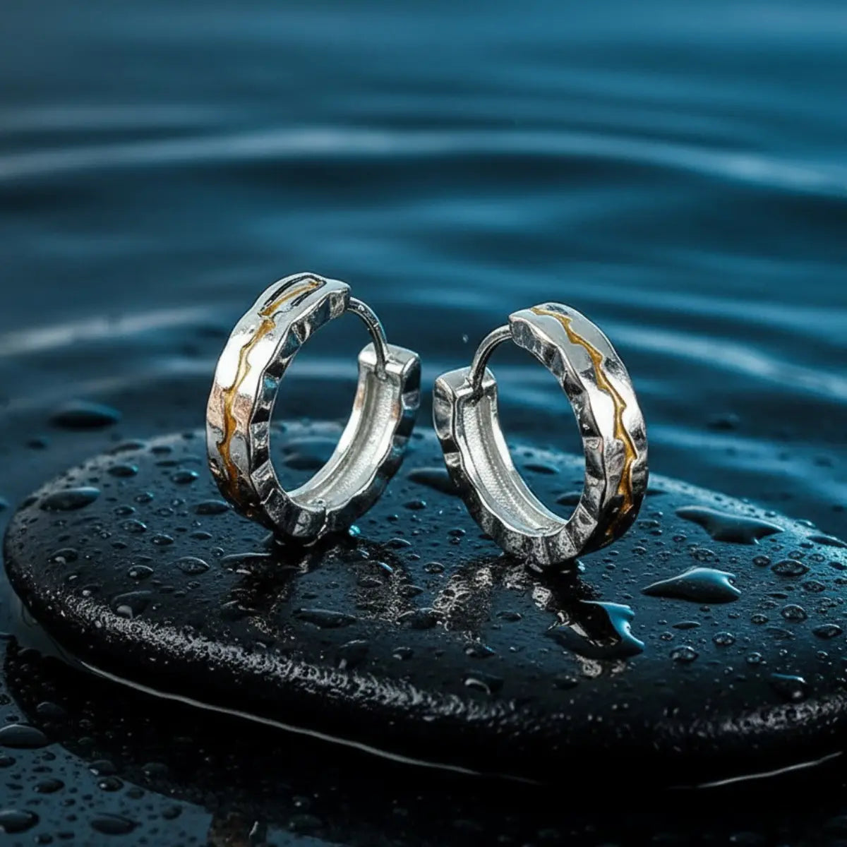 Creolen mit Rissstruktur Silber