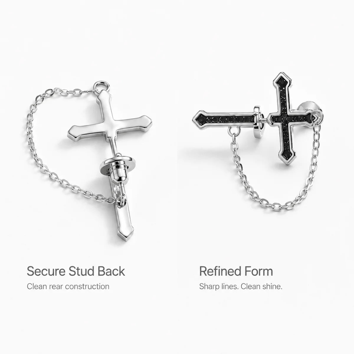 Cross Chain Earrings 925 Sterling Silver Multi Angle Product Feature Showcase