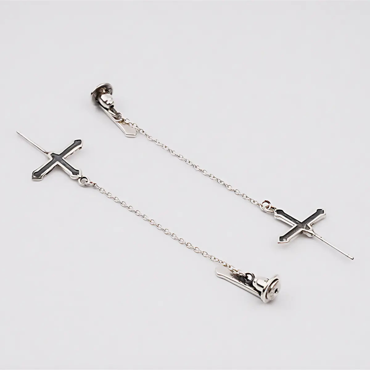 Cross Chain Earrings S925 Front Details