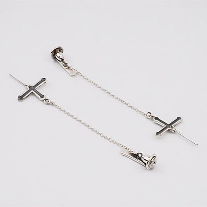 Cross Chain Earrings S925 Front Details