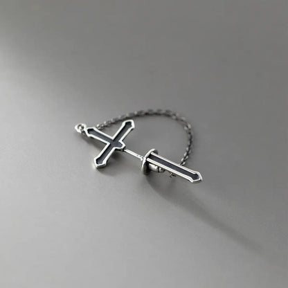 Cross Chain Earrings S925 Front