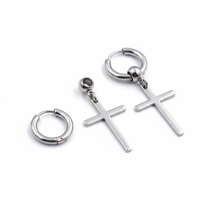 Cross Dangle Hoop Earrings Details