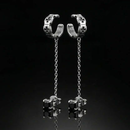 Cross Ear Cuff with Chain Stud Earrings Front View
