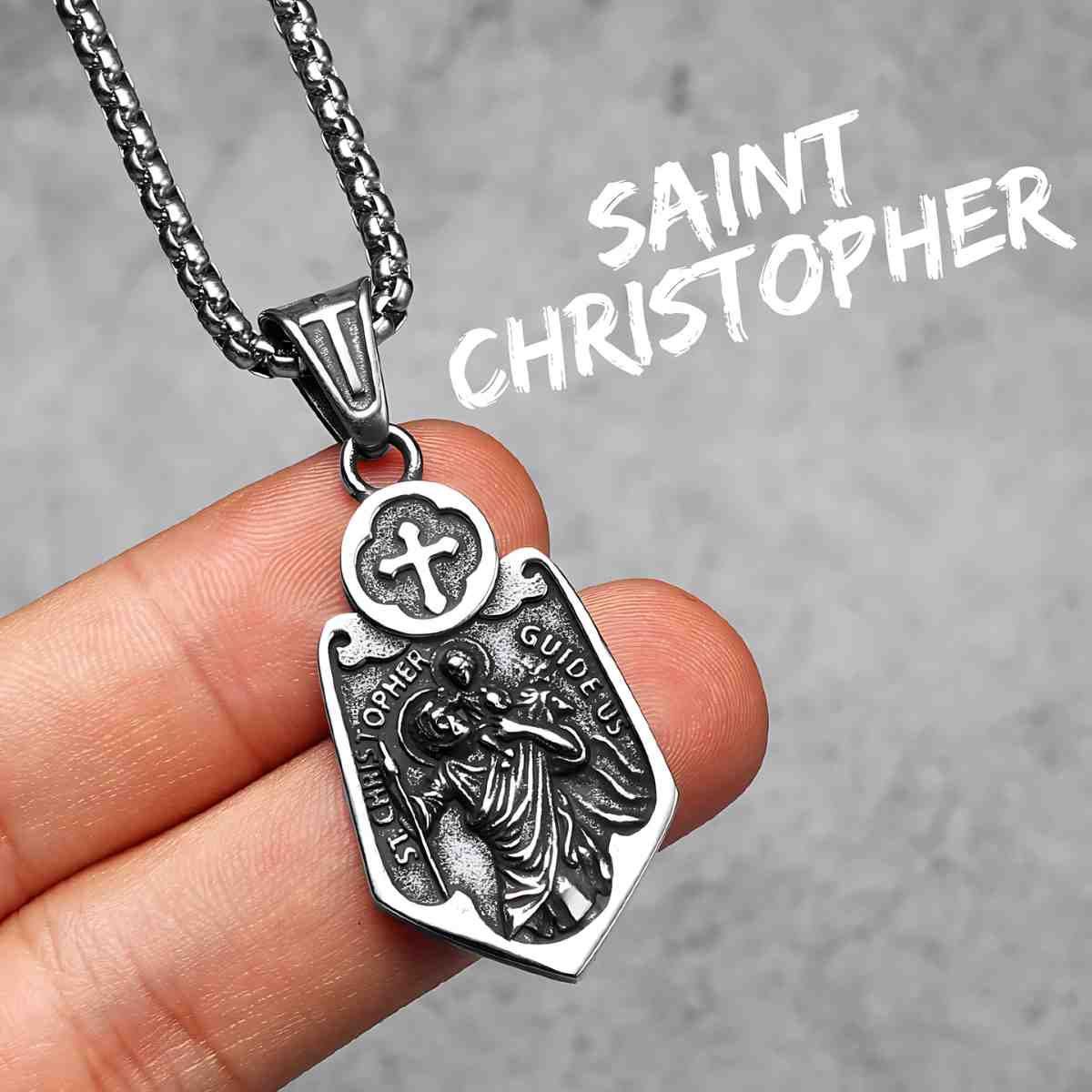 Cross Saint Christopher Pendant Necklace With Chain Xenos Jewelry