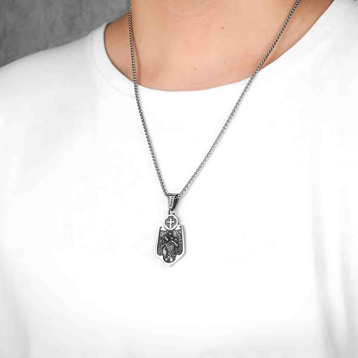 Cross Saint Christopher Pendant Necklace Worn Xenos Jewelry