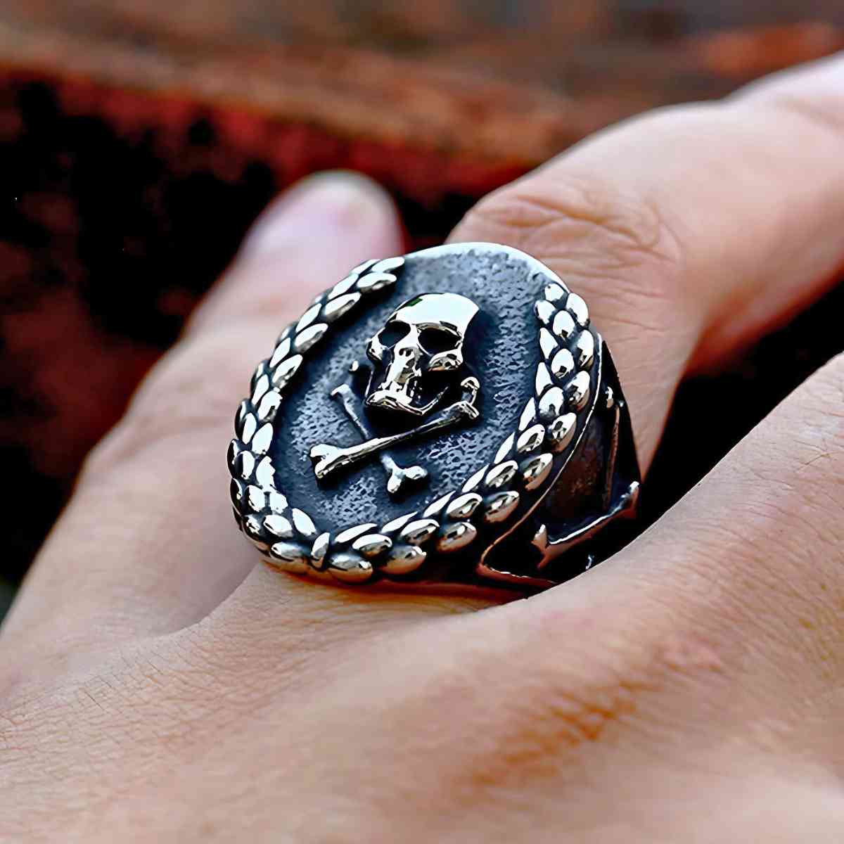 Masonic Crossbones Signet Ring Stainless Steel Xenos Jewelry