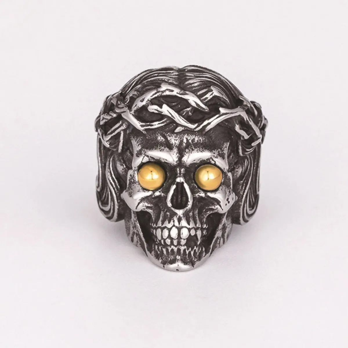Crown of Thorns Skull Ring Front Details