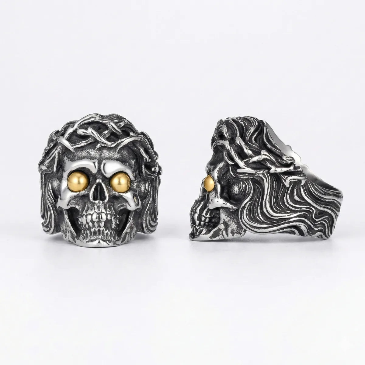Crown of Thorns Skull Ring Multi Angle Details