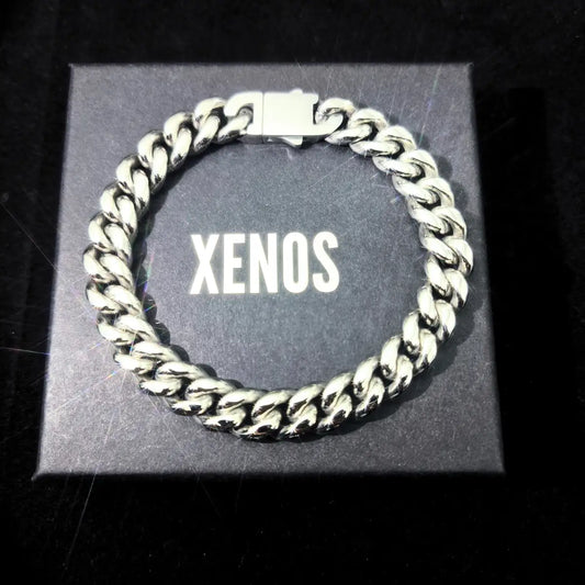 Cuban Bracelet Silver 10mm Presented in Box Xenos Jewelry
