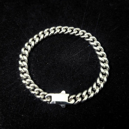 Cuban Bracelet Silver 8mm Xenos Jewelry