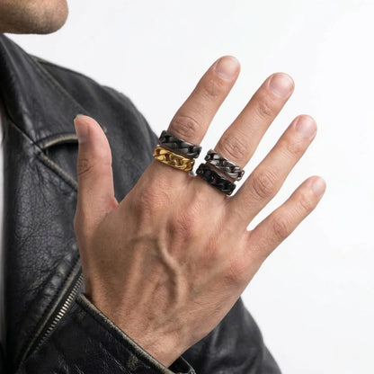 Cuban Link Rings Worn by Male Model