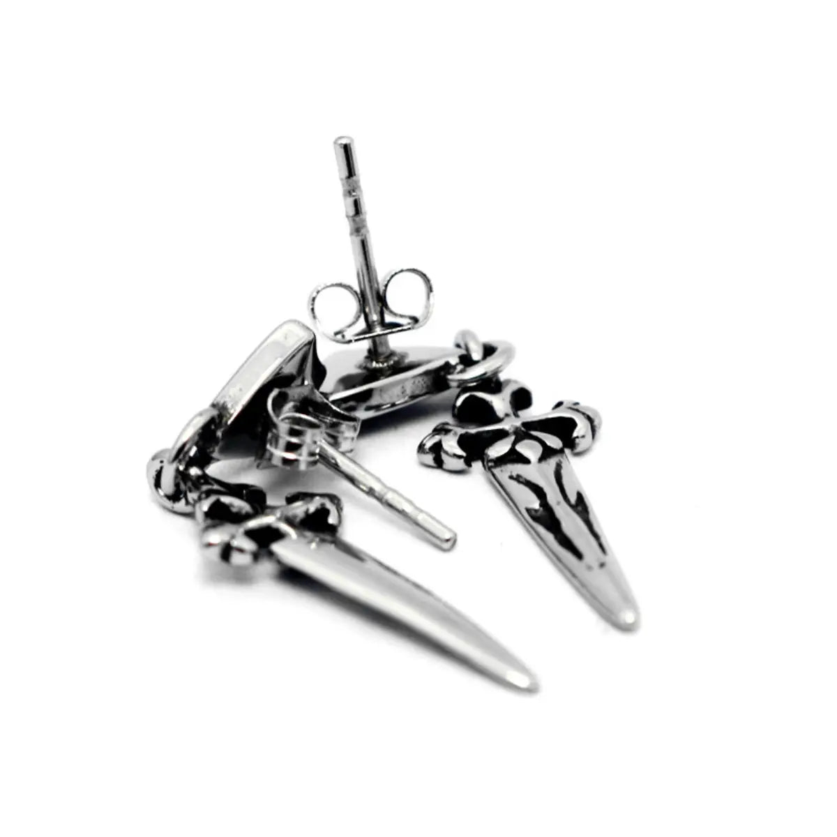 Dagger Dangle Stud Earrings Back