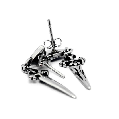 Dagger Dangle Stud Earrings Back