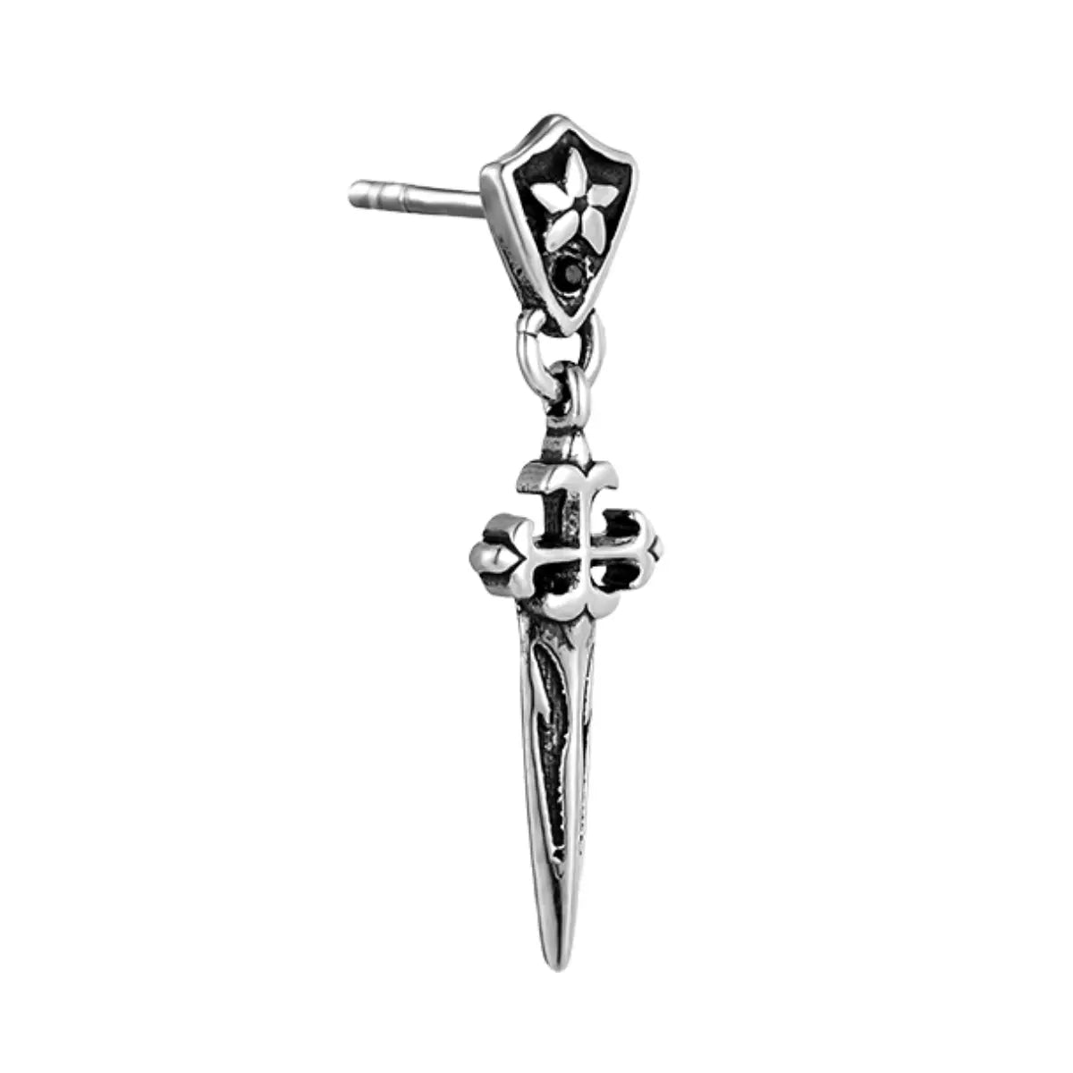 Dagger Dangle Stud Earrings Side