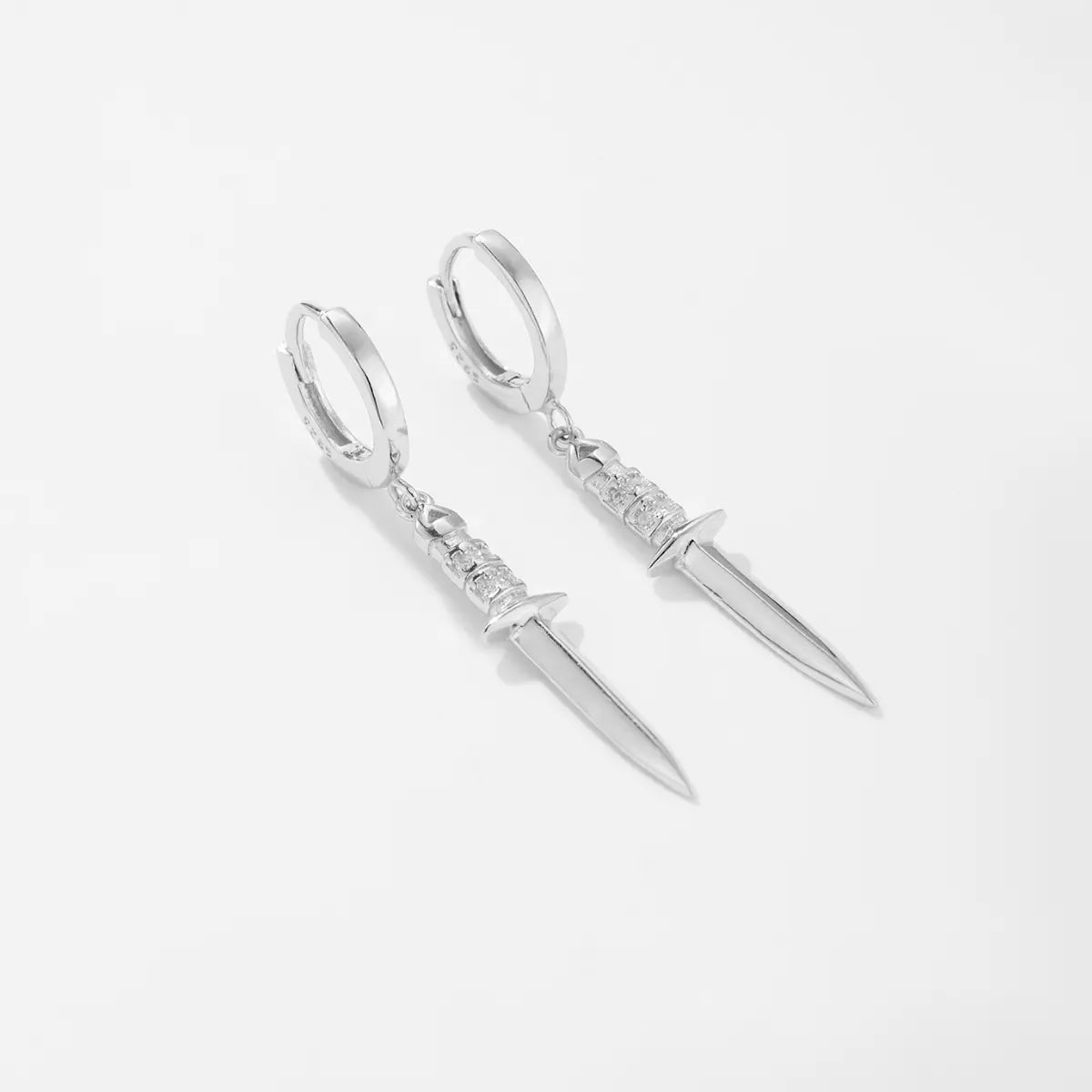 Dagger Drop Earrings Sterling Silver Front