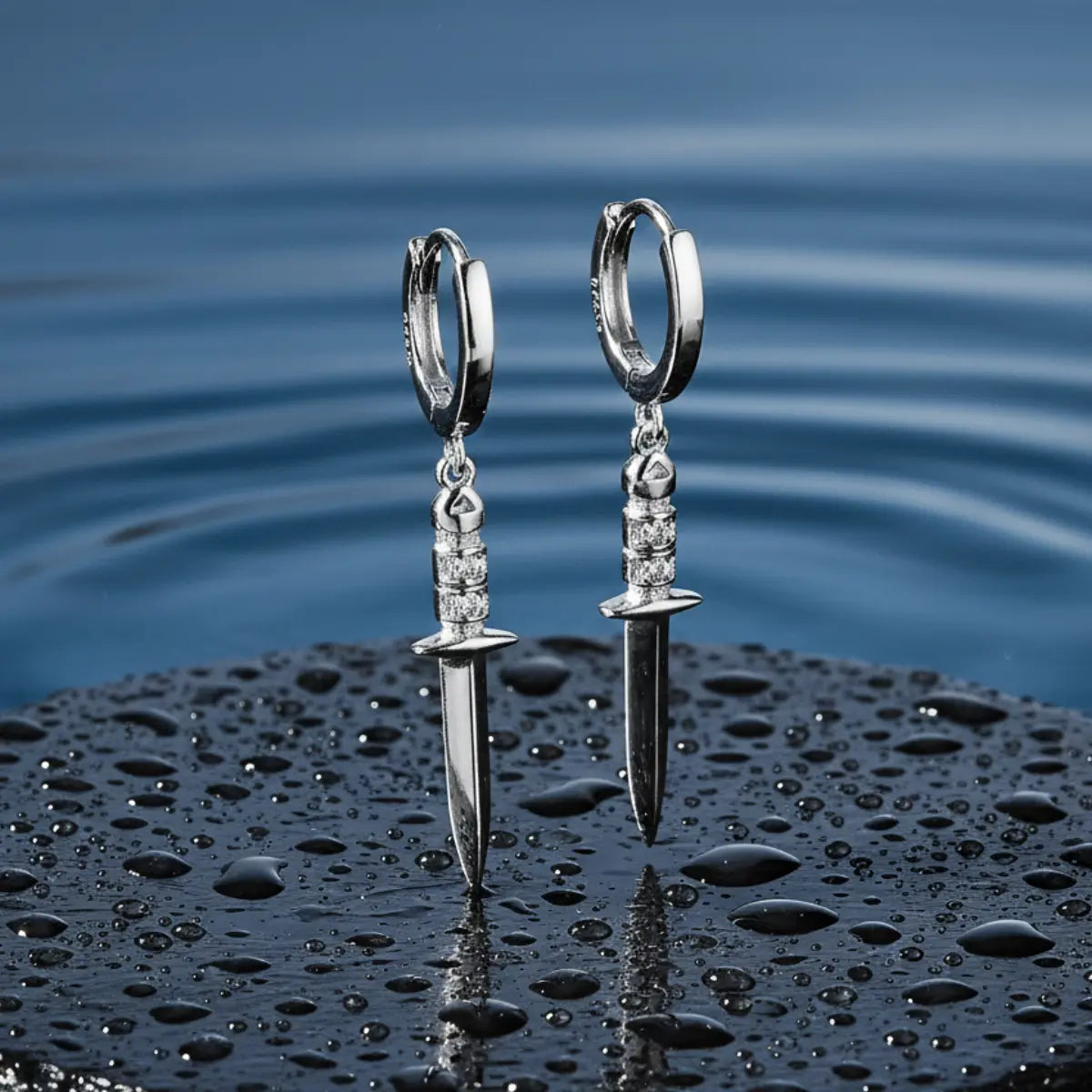 Dagger Drop Earrings Sterling Silver