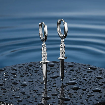Dagger Drop Earrings Sterling Silver