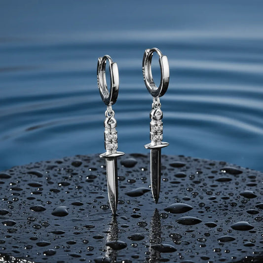 Dagger Drop Earrings Sterling Silver