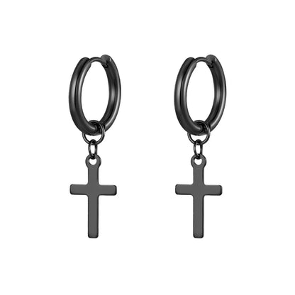 Dangling Cross Earrings Black