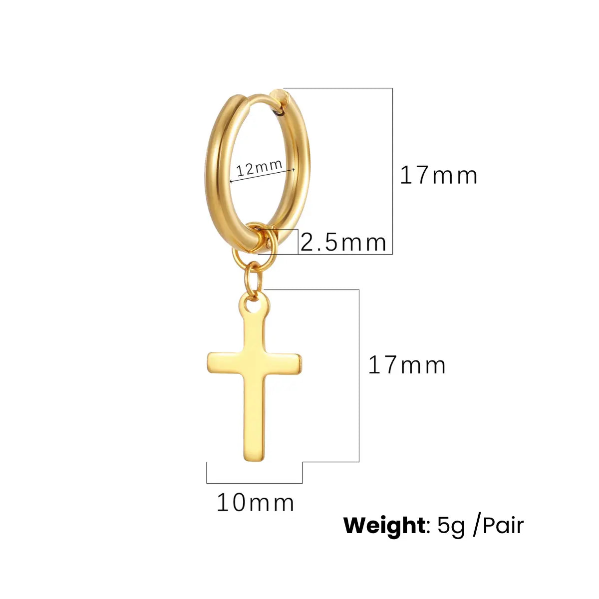Dangling Cross Earrings Dimensions and Weight