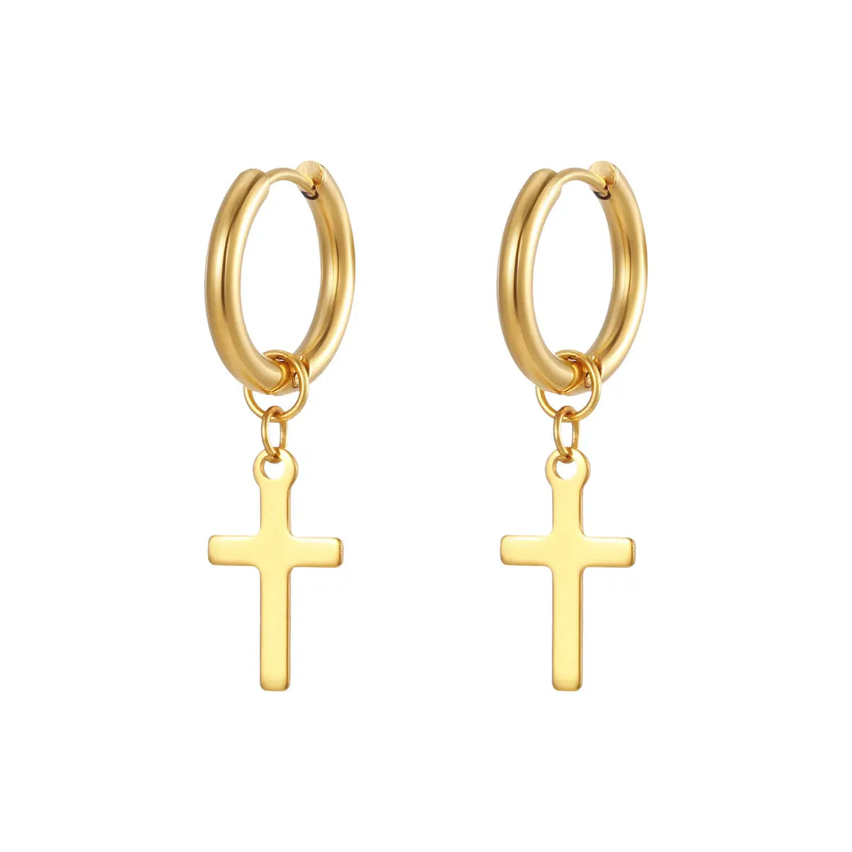 Dangling Cross Earrings Gold