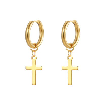 Dangling Cross Earrings Gold