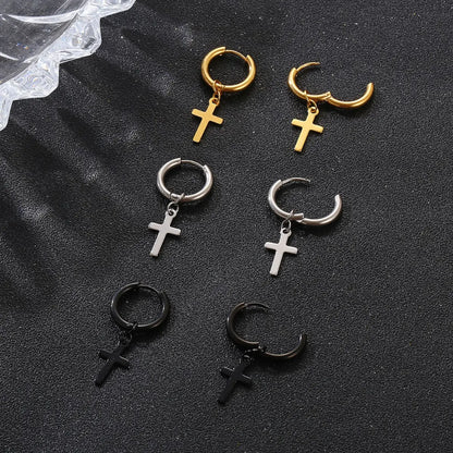 Dangling Cross Earrings Silver Gold and Black