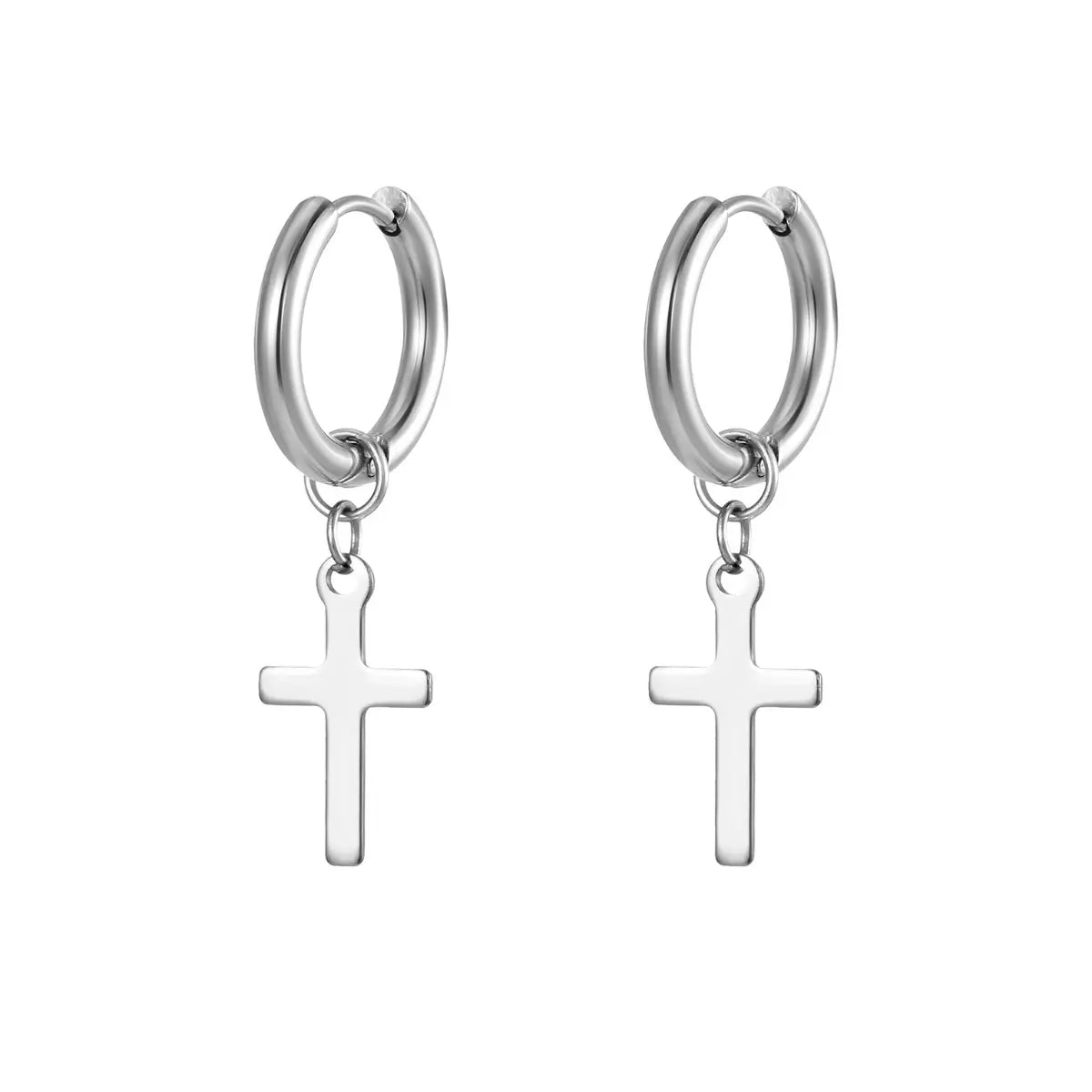 Dangling Cross Earrings Silver