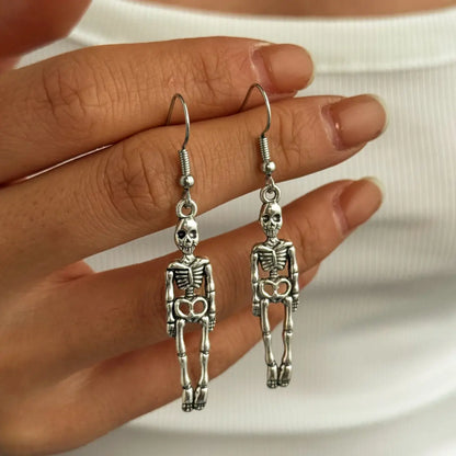 Dangling Skeleton Earrings Close Up