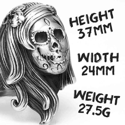 Day of the Dead Girl Skull Ring Size Xenos Jewelry